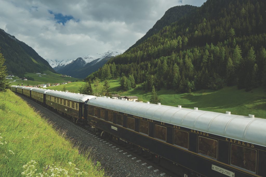 the venice simplon orient express passing through the brenner pass, austria